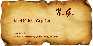 Nyéki Gyula névjegykártya